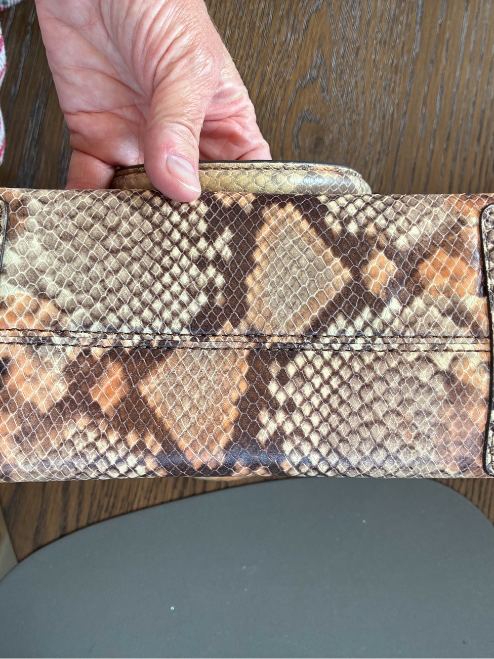 Michael Kors Brown and Tan Astor  Snake-Print Satchel - Picture 15 of 15